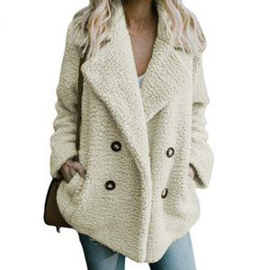 Women's Fleece Overcoat Faux Fur (Apricot)